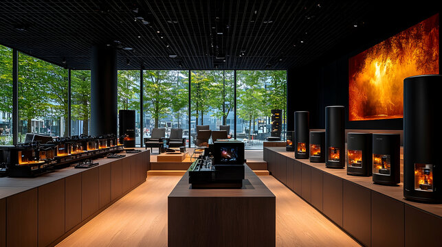 Modern Fireplace Showroom.  Stylish, high-tech