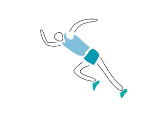Minimalist line art illustration of a person running with modern sportswear in soft colors. Great for concepts like fitness, healthy lifestyle