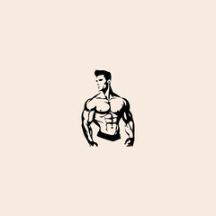 Muscle man icon flat vector design. 