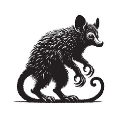 Mystery of Madagascar: A Fascinating Collection of Aye-Aye Vector Silhouettes Showcasing the Unique Form, Elusive Nature, and Nocturnal Charm of This Enigmatic Primate Species