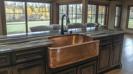 Modern kitchen with copper sink