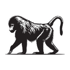 Lords of the Cliffs: A Dynamic Collection of Baboon Vector Silhouettes Showcasing the Power, Social Bonds, and Rugged Beauty of These Intelligent African Primates in Motion