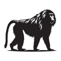 Lords of the Cliffs: A Dynamic Collection of Baboon Vector Silhouettes Showcasing the Power, Social Bonds, and Rugged Beauty of These Intelligent African Primates in Motion