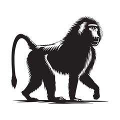 Lords of the Cliffs: A Dynamic Collection of Baboon Vector Silhouettes Showcasing the Power, Social Bonds, and Rugged Beauty of These Intelligent African Primates in Motion