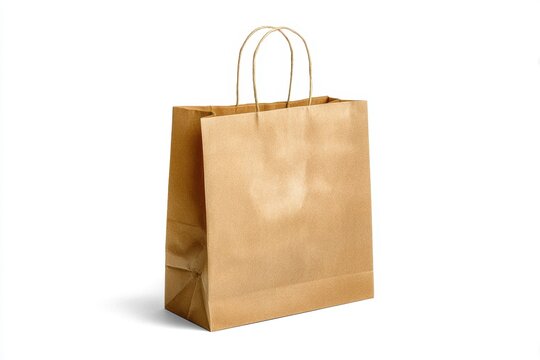 Eco-friendly kraft paper shopping bag mockup with clean branding on a white background