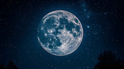 Obraz premium Full moon in starry night