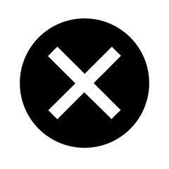 Obraz premium Black circular icon with white cross symbol 