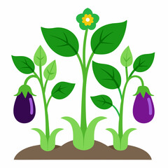 Vector design illustration of tree with eggplant