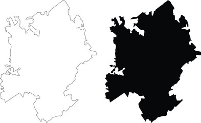 Fototapeta premium Charlotte city North Carolina map outline, silhouette, contour vector