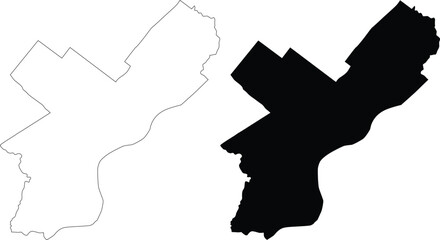 Philadelphia city Pennsylvania map outline, silhouette, contour vector