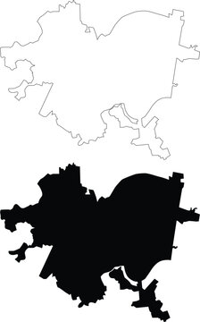 Pittsburgh city Pennsylvania map outline, silhouette, contour vector