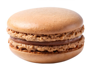 Single coffee-flavored macaron isolated