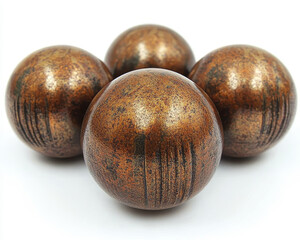 Rustic Metal Spherical Objects on White Background High-Quality Photograph Front View Reflective Surface