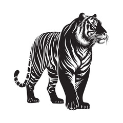 Stripes of Power: A Striking Collection of Bengal Tiger Vector Silhouettes Showcasing the Majesty, Strength, and Endangered Beauty of This Iconic Big Cat of India