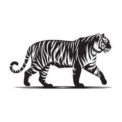 Stripes of Power: A Striking Collection of Bengal Tiger Vector Silhouettes Showcasing the Majesty, Strength, and Endangered Beauty of This Iconic Big Cat of India