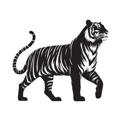 Stripes of Power: A Striking Collection of Bengal Tiger Vector Silhouettes Showcasing the Majesty, Strength, and Endangered Beauty of This Iconic Big Cat of India