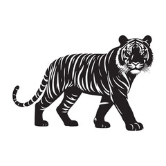 Stripes of Power: A Striking Collection of Bengal Tiger Vector Silhouettes Showcasing the Majesty, Strength, and Endangered Beauty of This Iconic Big Cat of India