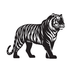 Stripes of Power: A Striking Collection of Bengal Tiger Vector Silhouettes Showcasing the Majesty, Strength, and Endangered Beauty of This Iconic Big Cat of India