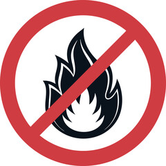 No Open Flame Symbol Prohibited Sign Safety Icon Illustration Dangerous Caution Warning Prevention Restriction Fire Hazard Regulation Danger Concept