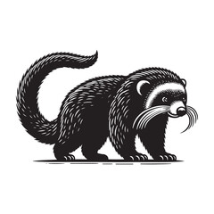 Whiskers of the Canopy: A Captivating Collection of Binturong Vector Silhouettes Showcasing the Mysterious Charm, Arboreal Grace, and Unique Form of the Elusive Bearcat