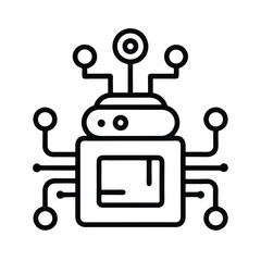 Naklejka premium Line Art of AI Powered Photo Enhancer Device on White