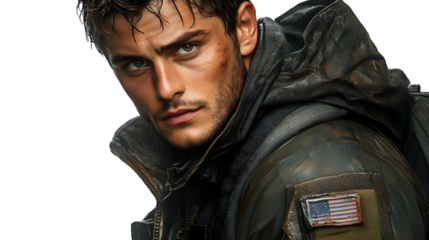 Intense Closeup Portrait of a Man in Tactical Gear