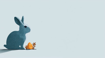 Obraz premium Vector design featuring bunny silhouette and Easter egg in pastel tones