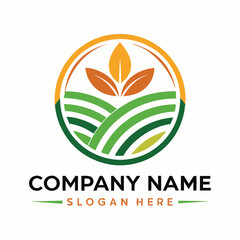 Fototapeta premium Farm logo with leaves and hills