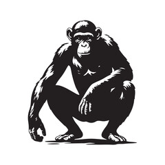 Peaceful Shadows: A Thoughtful Collection of Bonobo Vector Silhouettes Highlighting the Gentle Nature, Social Intelligence, and Distinctive Form of Humanity’s Closest Primate Relative in the Wild