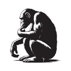 Peaceful Shadows: A Thoughtful Collection of Bonobo Vector Silhouettes Highlighting the Gentle Nature, Social Intelligence, and Distinctive Form of Humanity’s Closest Primate Relative in the Wild