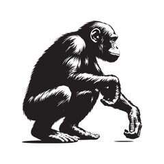 Peaceful Shadows: A Thoughtful Collection of Bonobo Vector Silhouettes Highlighting the Gentle Nature, Social Intelligence, and Distinctive Form of Humanity’s Closest Primate Relative in the Wild