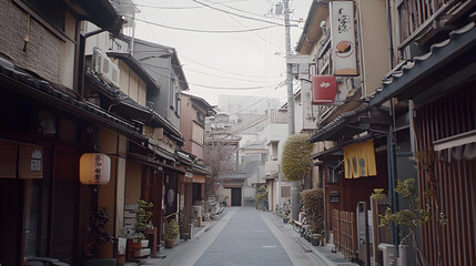 Obraz premium Japanese Street Scene In A Narrow Alley