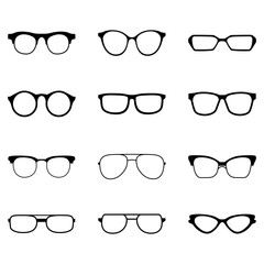 Stylish Sunglasses collection minimalist Eyewear design lens ocular flat design