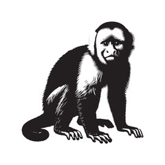 Jungle Acrobats: A Playful Collection of Capuchin Monkey Vector Silhouettes Showcasing the Agility, Curiosity, and Expressive Nature of These Intelligent and Energetic New World Primates