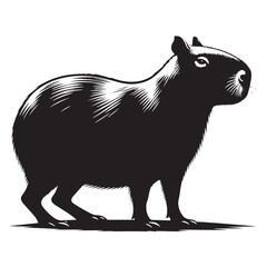 Gentle Giants of the Wetlands: A Charming Collection of Capybara Vector Silhouettes Celebrating the Calm Nature, Social Spirit, and Unique Shape of the World's Largest Rodent