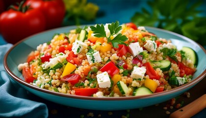 Bunter Bulgursalat mit Feta