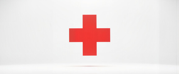 Red cross symbol on white background for healthcare representation  