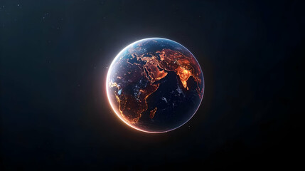 Fototapeta premium Digital Illustration Of Earth In Space With Glowing Cities
