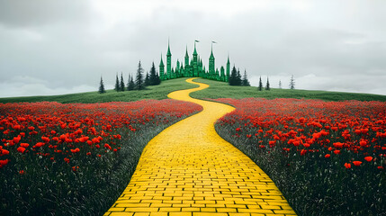 Colorful Yellow Brick Road Emerald City Display