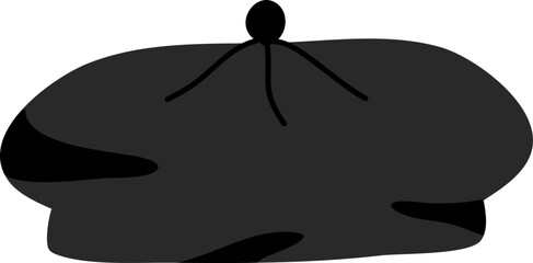 Black Beret female hat element vector illustration