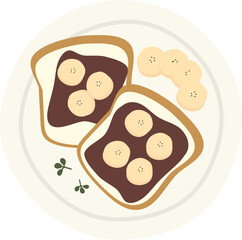 Chocolate Banana French Toast Sandwiches with plate
