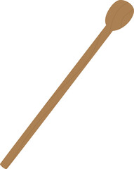 Hand drawn brown wooden spoon