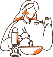 Youtube streamer Making ASMR Sound with Ramen Noodle Food Graphic