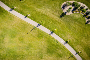 Park with a path and a grassy area