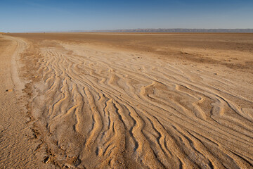 View on a Chott El Jerid endorheic salt lake in southern Tunisia.