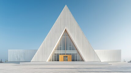 Obraz premium Modern White Church Facade Under Clear Sky