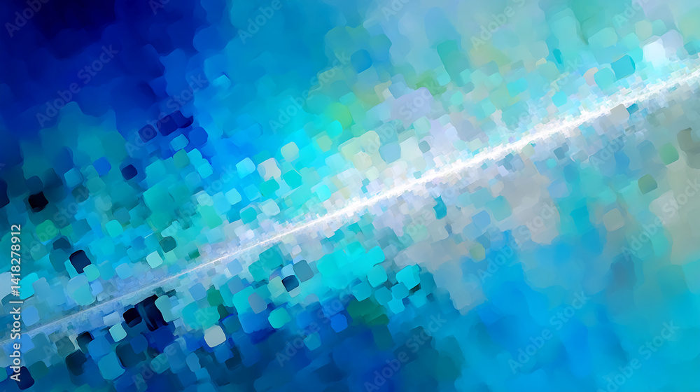 Aufkleber Abstract image of blue and turquoise squares, creating a vibrant and dynamic visual effect, showcasing a modern and energetic design, ideal for various digital applications
