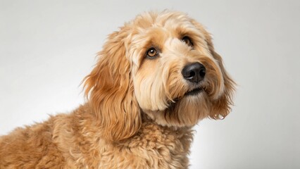 Fototapeta premium Australian Labradoodle on studio background 
