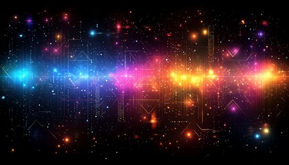 Fototapeta premium Abstract digital landscape of vibrant energy flow.