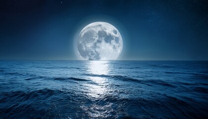Full moon over sea